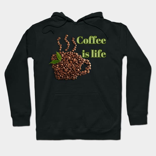 Coffee is Life - Kaffee Bohnen Becher Hoodie by Maggini Art